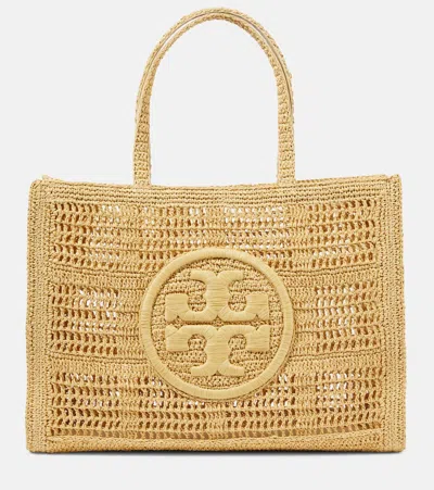 Tory Burch Ella Large Crochet Raffia Tote Bag In Beige