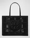 Tory Burch Large Ella Crochet Tote Bag In Black