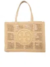 Tory Burch Ella Logo Embroidered Crochet Tote Bag In Beige