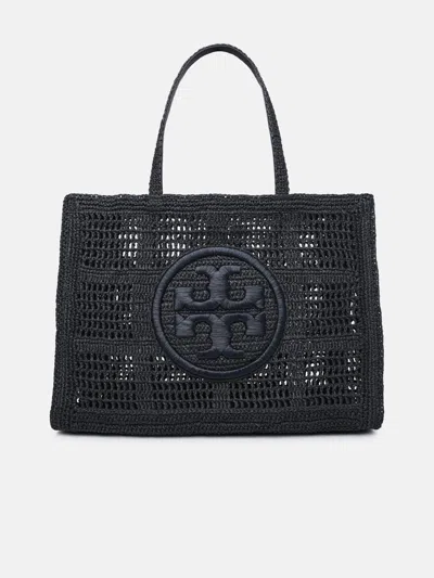 Tory Burch 'ella' Large Shopping Bag In Black Raffia In Brown