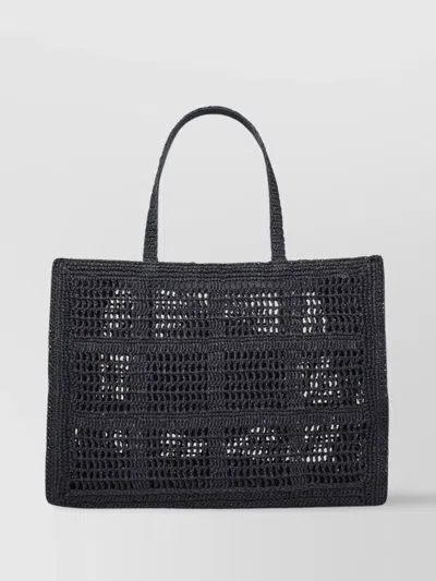 Tory Burch Ella Hand-crocheted Large Tote In Black