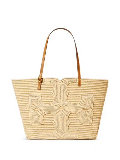 Tory Burch Natural Ella Large Tote In Brown