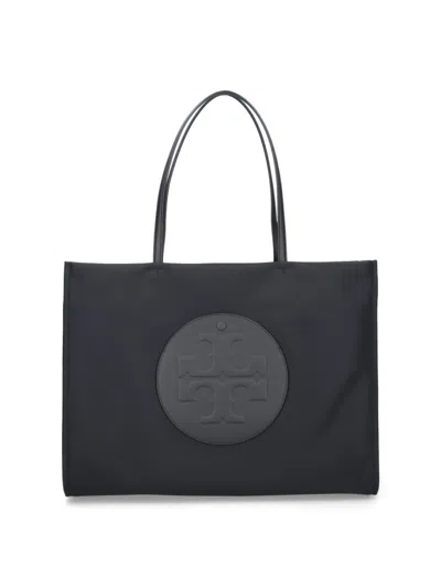 Tory Burch "ella" Large Tote Bag Black In Blue