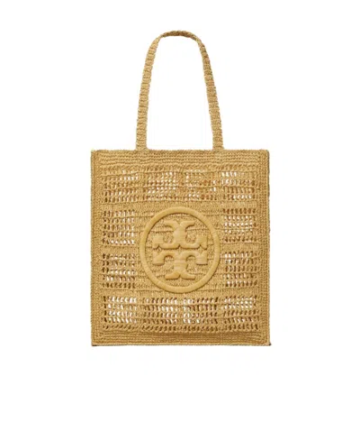 Tory Burch Ella Logo-embroidered Crochet Tote Bag In Brown