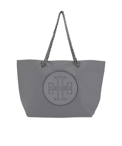 Tory Burch Ella Logo-patch Padded Tote Bag In Gray