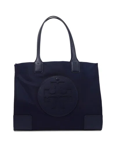 Tory Burch Ella Logo Patch Small Tote Bag In Navy