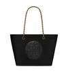 Tory Burch Ella Leather Chain Tote Bag In Black