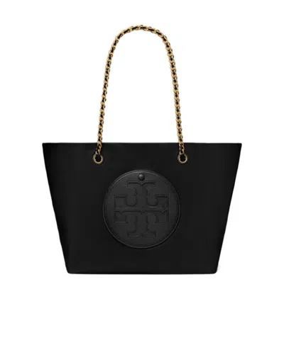 Tory Burch Ella Logo-patch Tote Bag In Black