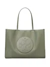 Tory Burch Ella Logo-patch Tote Bag In Green