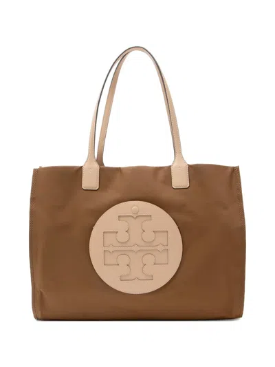 Pre-owned Tory Burch Ella Logo Tote Bag In Brown