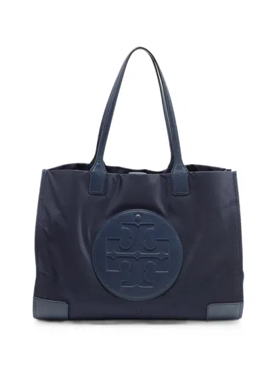 Pre-owned Tory Burch Ella Logo-patch Tote Bag In Blue