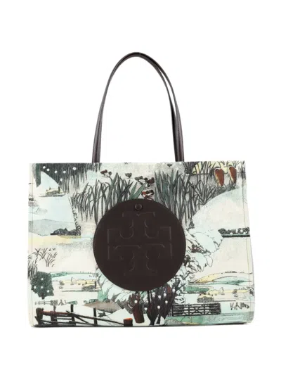 Tory Burch Ella Logo-patch Tote Bag In Neutral