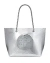 Tory Burch Ella Metallic Nylon Tote Bag In Silver