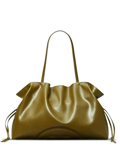 Tory Burch Ella Natuura Drawstring Tote Bag In Green