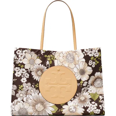 Tory Burch Ella Nylon Printed Tote In Brown