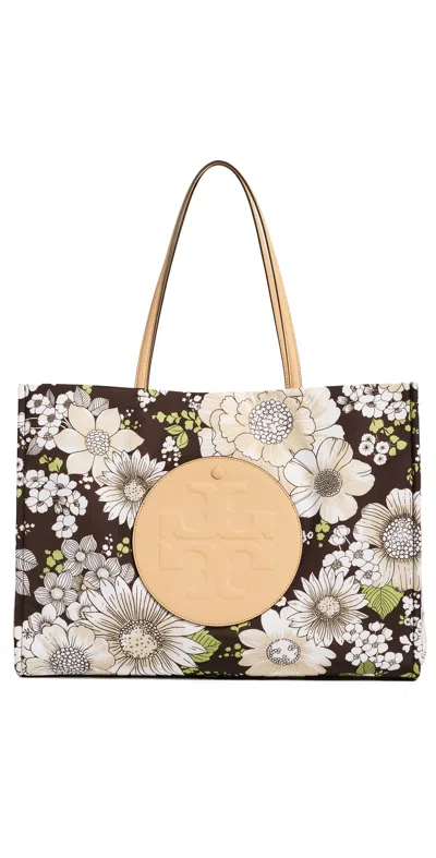 Tory Burch Ella Nylon Printed Tote Brown Floral