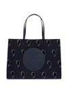 Tory Burch Ella Paisley-pattern Double T Motif Tote Bag In Blue