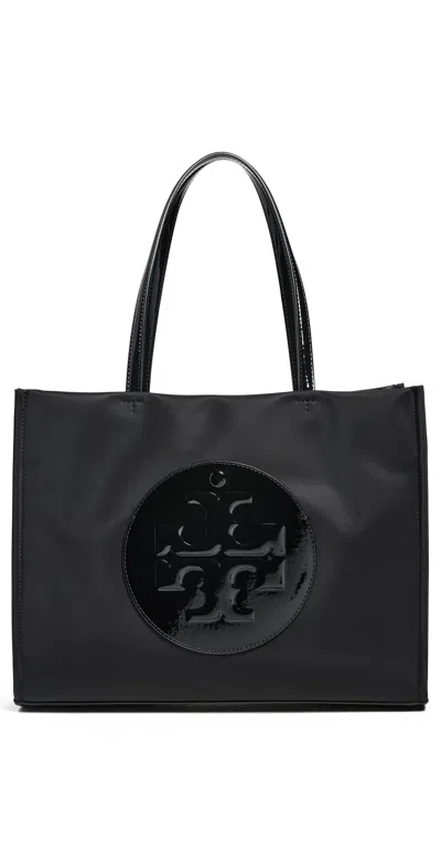 Tory Burch Small Ella Logo-embossed Tote Bag In Black