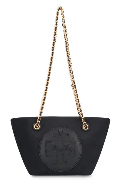 Tory Burch Ella Small Leather Chain Shoulder Bag In Black