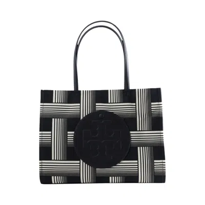 Pre-owned Tory Burch Ella Printed Small Tote Bag 'block Print Black' | Women's Size Onesize