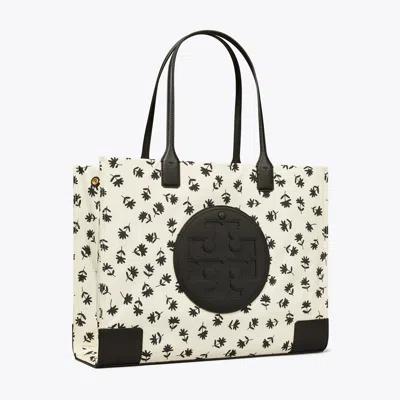 Tory Burch Ella Printed Tote In Black Multi Scatter Daisy