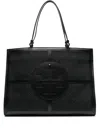 Tory Burch Ella Quadrant T-monogram Tote Bag In Black