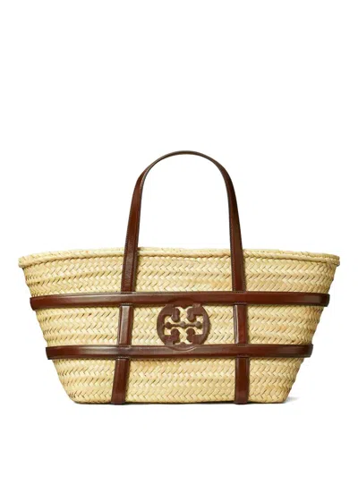 Tory Burch Ella Raffia Shopping Bag In Brown