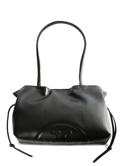 Tory Burch Ella Recycled Drawstring Logo Tote In Black