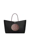 Tory Burch Ella Twisted Black Tote Bag With Logo On The Front In Ecoleather Woman In Black