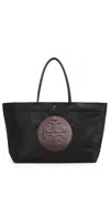 Tory Burch Ella Twisted Black Tote Bag With Logo On The Front In Ecoleather Woman In Black