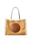 Tory Burch Ella Shearling Logo Tote Bag In Brown