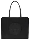 Tory Burch Ella Nylon Shoulder Bag With Embossed Logo In Black