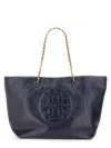 Tory Burch Ella Crinkle Patent Chain Tote In Blue