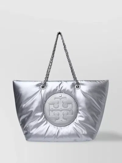Tory Burch 'ella' Silver Polyester Shopping Bag In Blue