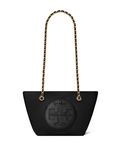 Tory Burch Ella Small Leather Chain Shoulder Bag In Black