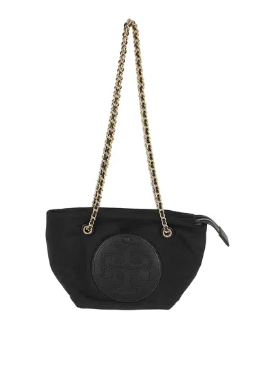 Tory Burch Ella Small Leather Chain Shoulder Bag In Black