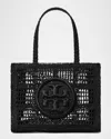 Tory Burch Ella Small Crochet Straw Tote Bag In Deep Slate