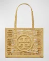 Tory Burch Neutral Ella Straw Crochet Tote Bag In Natural