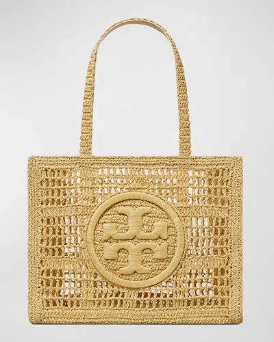 TORY BURCH ELLA SMALL CROCHET STRAW TOTE BAG