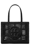 Tory Burch Black Small Hand-crochete Ella Tote Bag In Black