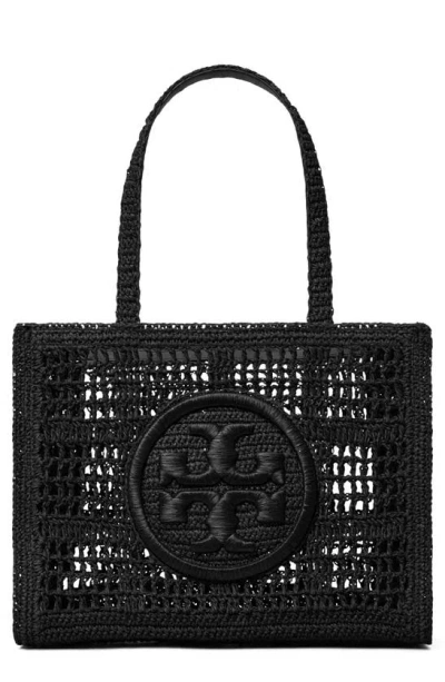 Tory Burch Ella Small Hand Crochet Tote In Black