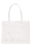 Tory Burch Ella Small Hand Crochet Tote In White