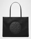 Tory Burch Ella Logo Recycled Nylon Tote Bag In Black
