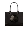 Tory Burch Ella Small Patent-detail Tote Bag In Black