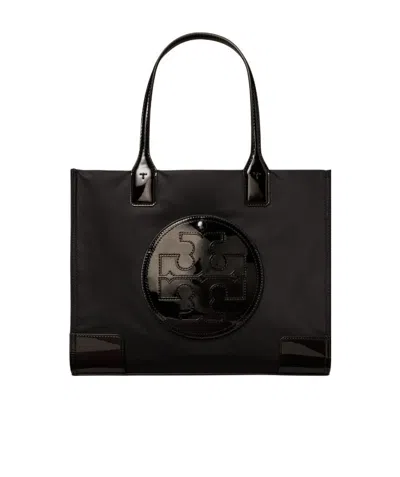 Tory Burch Ella Small Patent-detail Tote Bag In Black