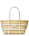 Tory Burch Ella Small Raffia & Leather Basket Tote In Multi