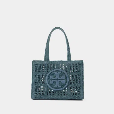 Tory Burch Small Tote With Hand-crocheted Woven Design In Blue