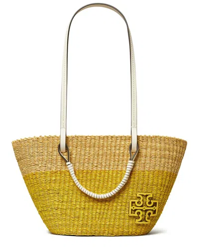 Tory Burch Ella Small Straw & Leather Basket Tote