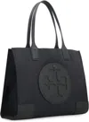 Tory Burch Ella Tote Bag In Black Leather In 001