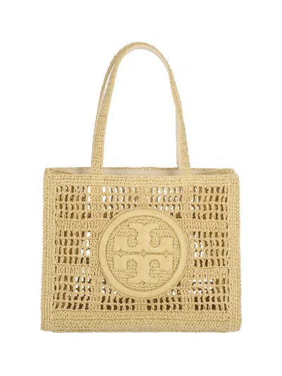 Tory Burch Ella Straw Small Tote Bag In Beige